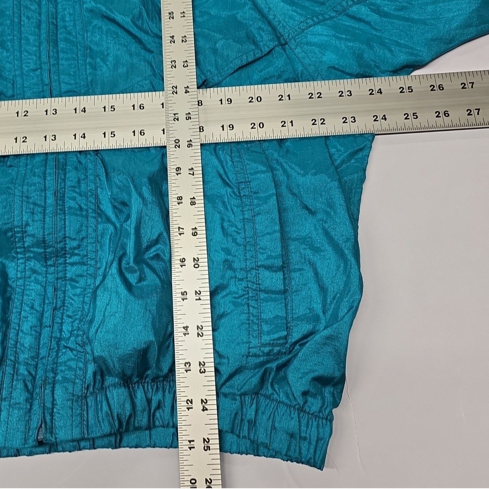 Vintage‎ Pacific Trail Teal Windbreaker Jacket Hooded Full Zip Womens Medium - Picture 3 of 6